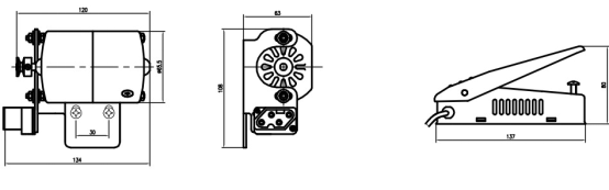 HF1系列缝纫机電(diàn)机外形尺寸图