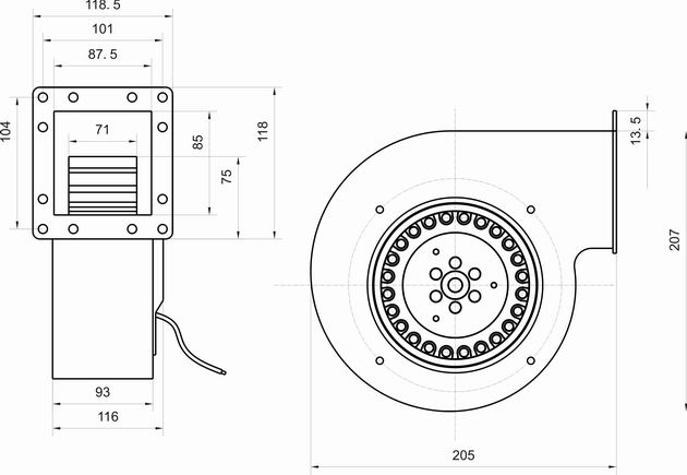 前倾式离心风机YWF150技(jì )术图纸